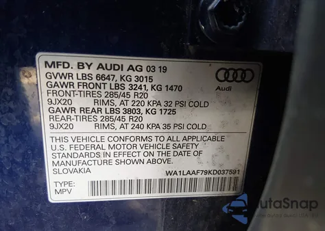 2019 Audi Q7 55 Premium/55 Se Premium from USA, damaged, VIN WA1LAAF79KD037591